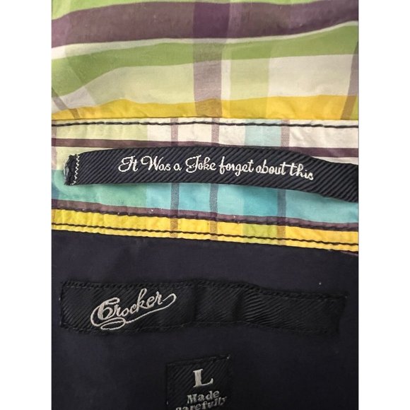 Crocker Men's Dress Shirt Multicolor Short Sleeve 100% Cotton Size L - Picture 9 of 10